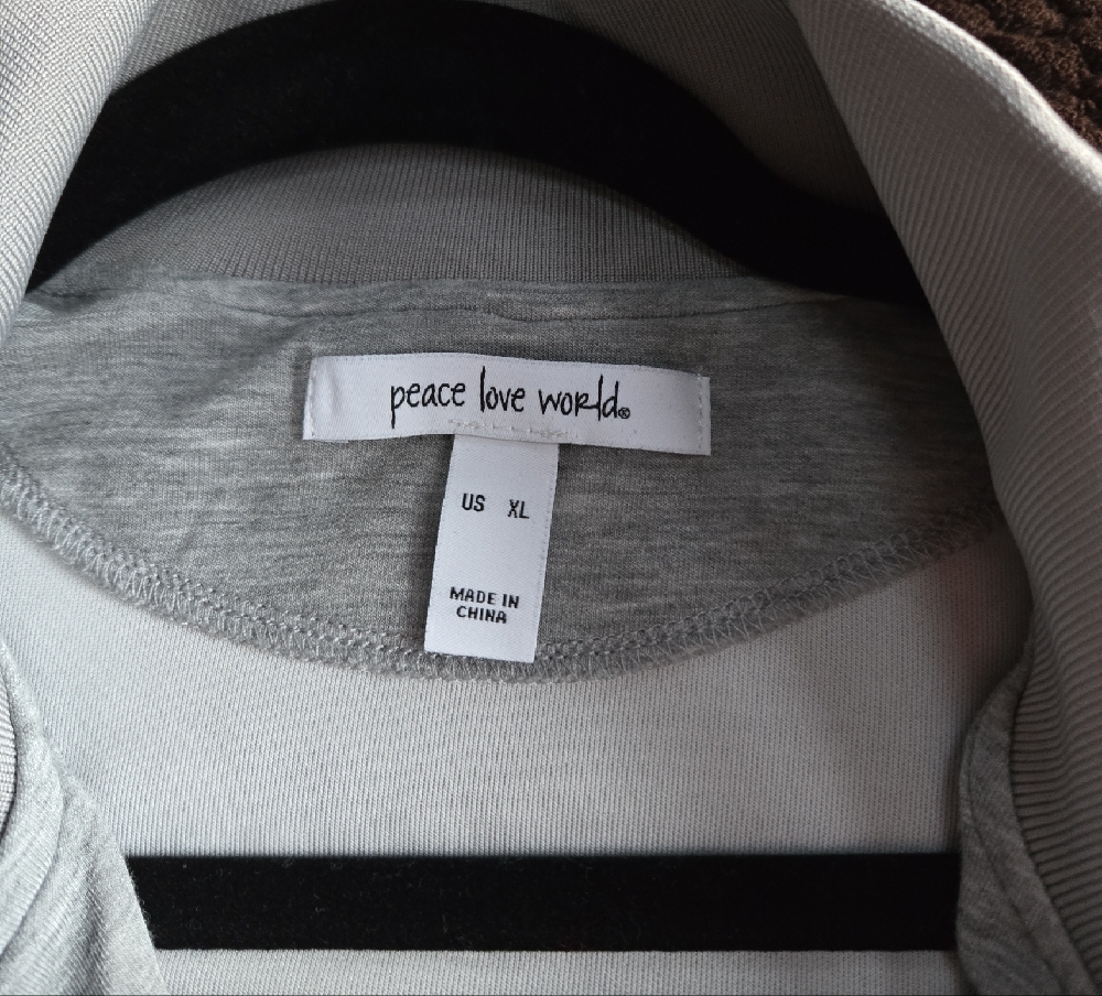 Peace Love World Gray Hoodie and Matching Pants - Picture 2 of 11